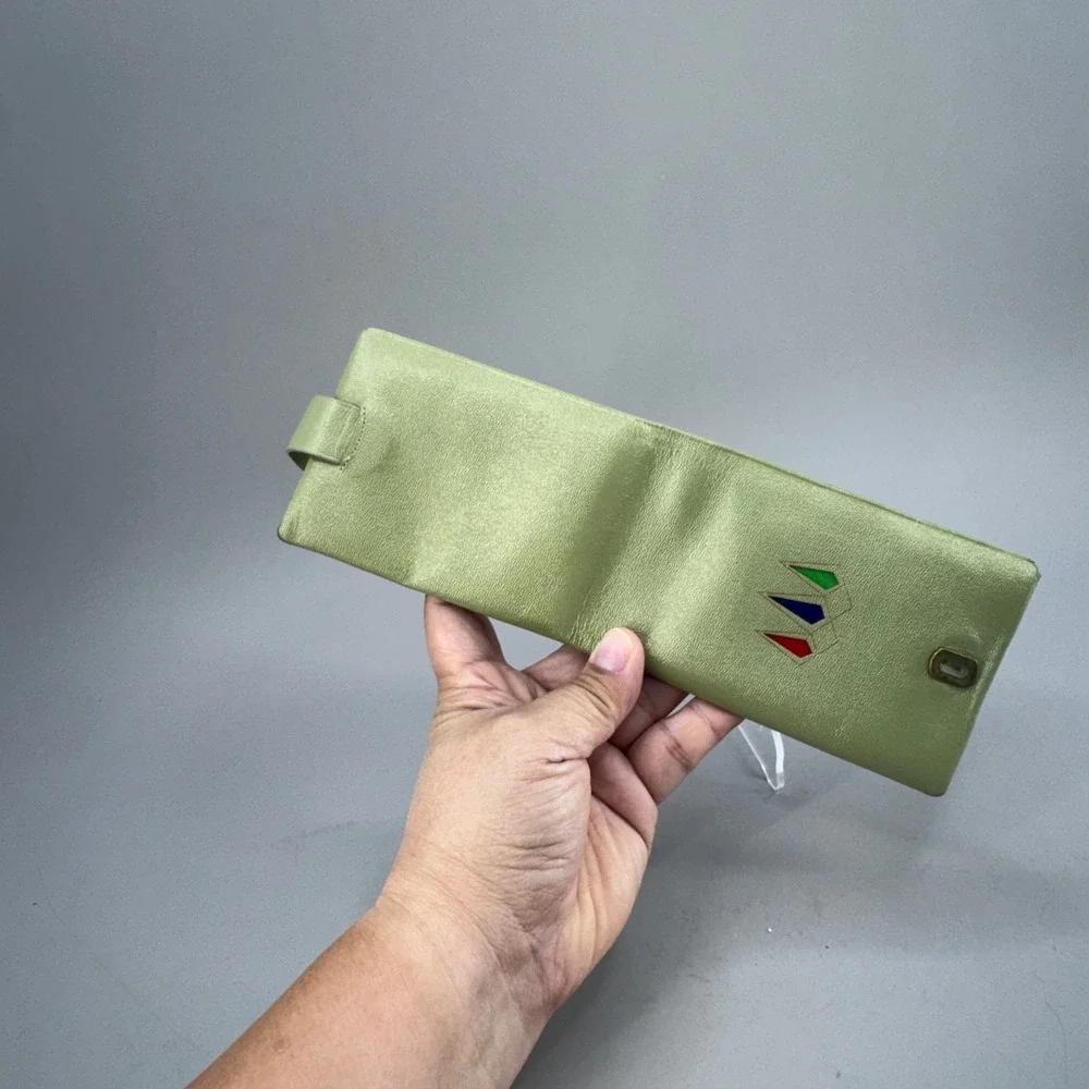 Don Loper California Vintage Bifold Wallet Green Leather MCM Retro Kitsch